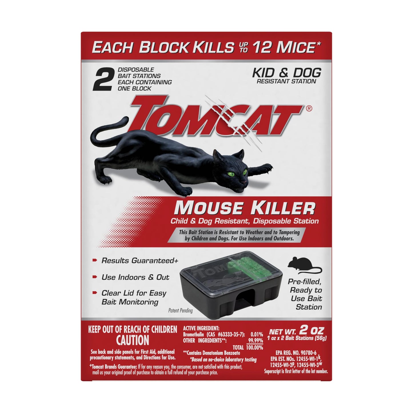 Tomcat Mouse Killer, Child & Dog Resistant, Disposable Station, 2 Stations