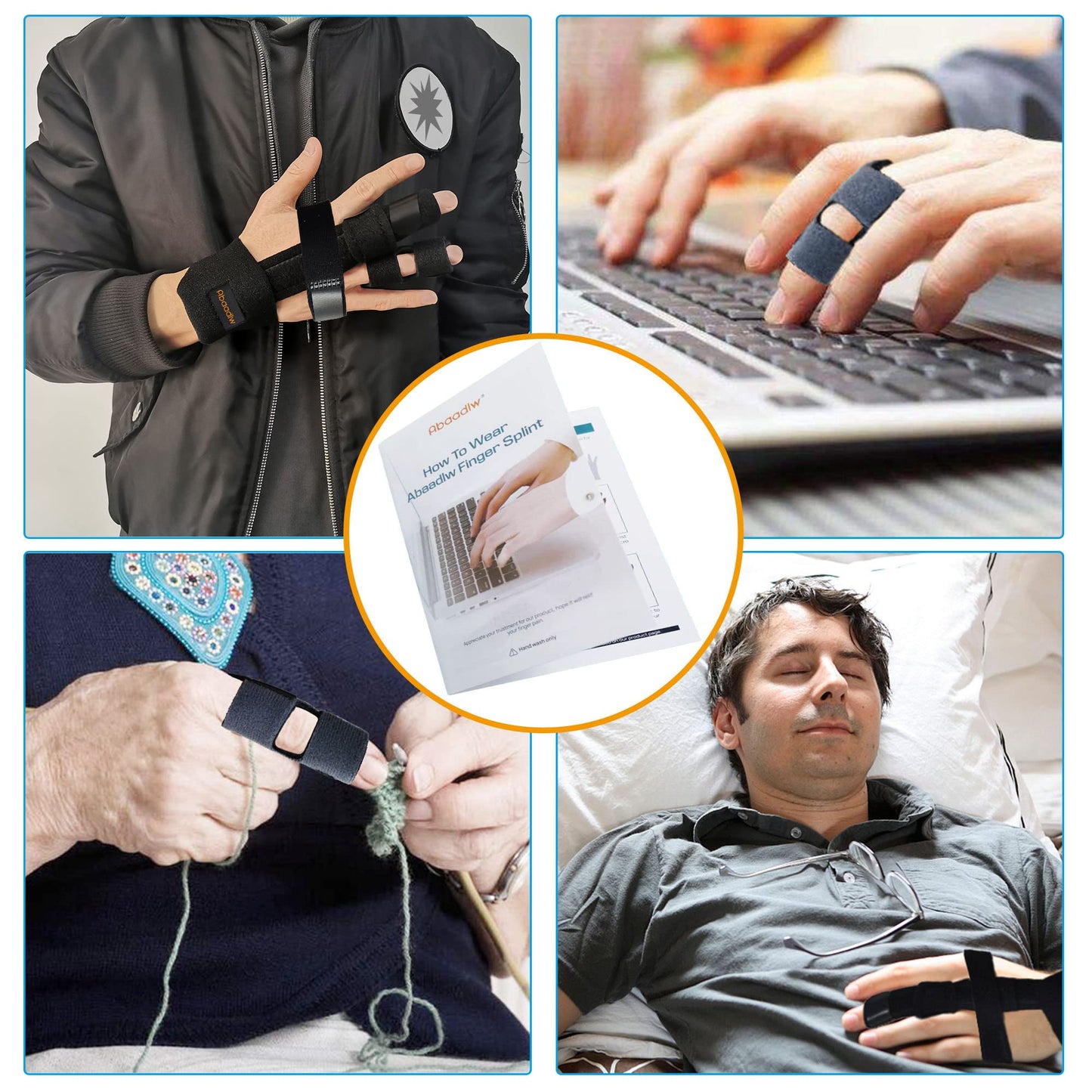 Abaadlw Trigger Finger Splint 2 Pcs, Adjustable Index Finger Splint, Finger Splint Middle Finger, Ring Finger Splint, Pinky Finger Splint,Hand Brace