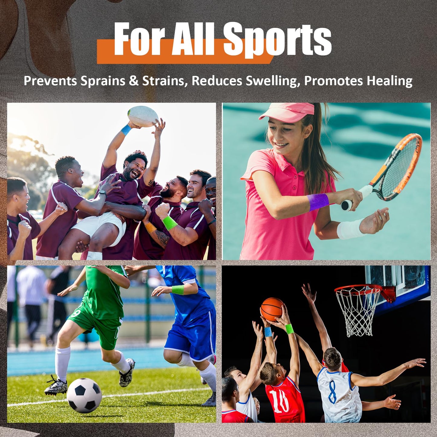 Upgraded 9-Pack Self Adhesive Bandage Wrap – 2 Inches × 5 Yards Elastic Cohesive Bandage Wrap, Self Sticking Vet Wrap, Stretch Sports Athletic Wrap Self-Adhering Adherent Wrist Tape (Multi Color)