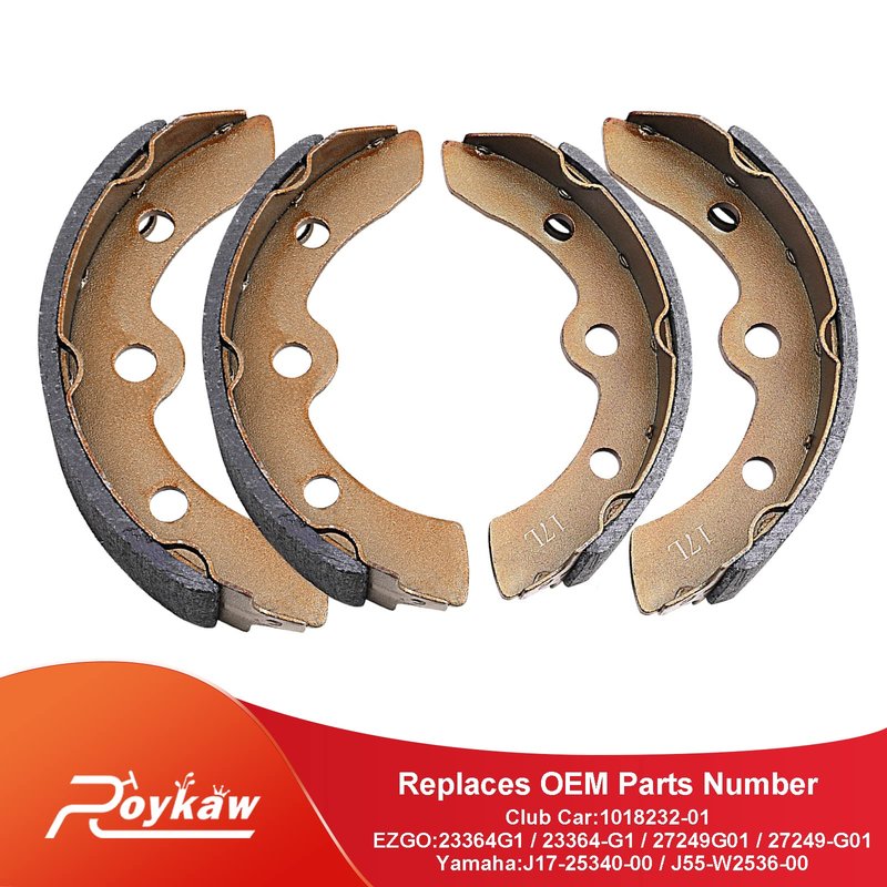Roykaw Golf Cart Brake Pads Shoes for Club Car DS 1995-up and 2004-up Precedent Models, Replaces OEM # 1018232-01, (2 Short and 2 Long)
