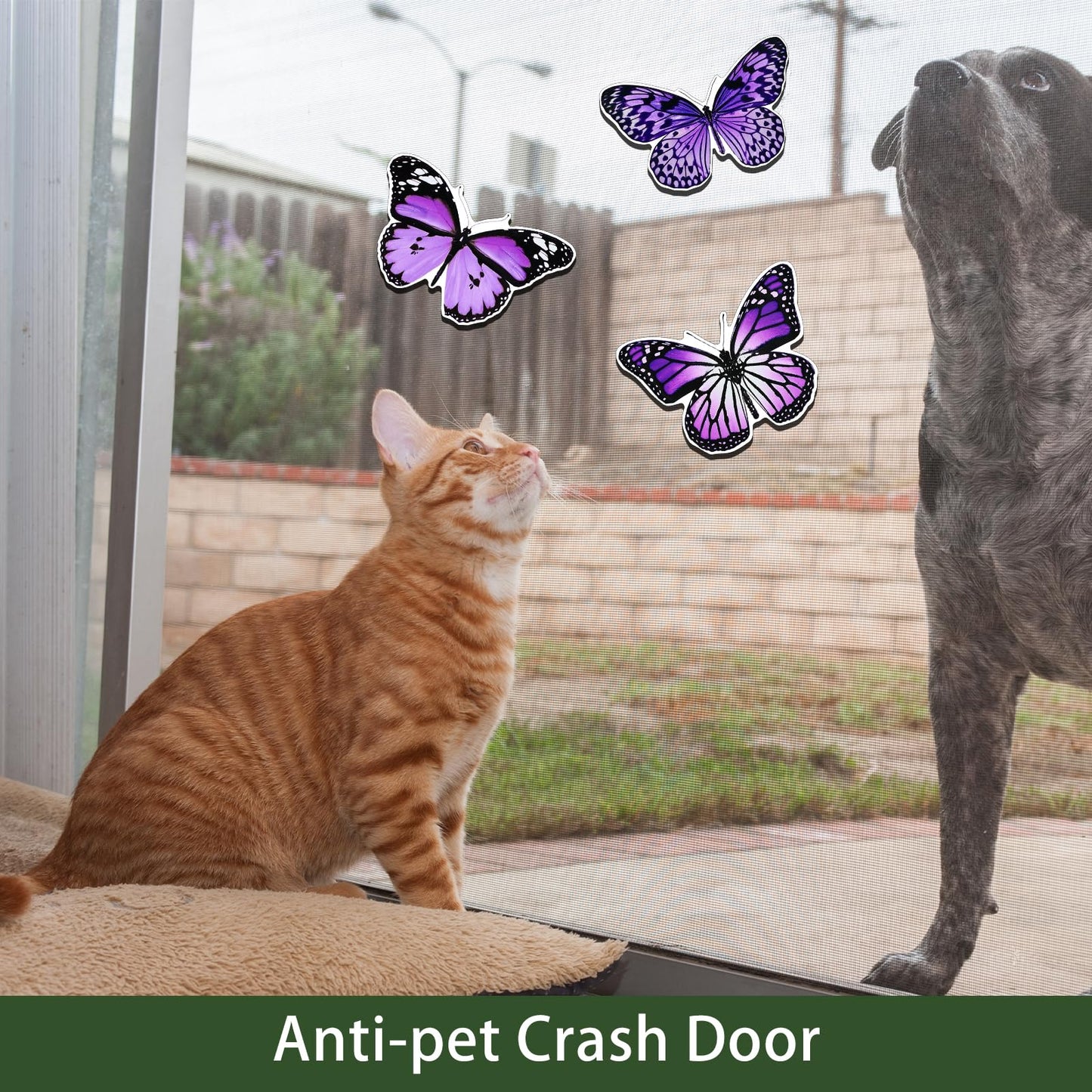 Fiada 6 Pcs Butterfly Screen Door Magnets Flexible Double Sided Door Magnets Decorative Protectors for Sliding Screen Doors Prevent People & Pets from Running into Windows(Purple,Cute Style)