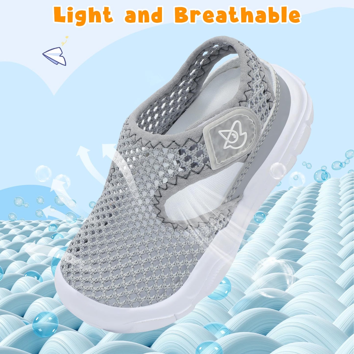 LeIsfIt Toddler Sandals Boys Girls Wide Sandals Kids Water Sandal Shoes Lightweight Barefoot Summer Shoes for Indoor Outdoor Grey 7 Toddler