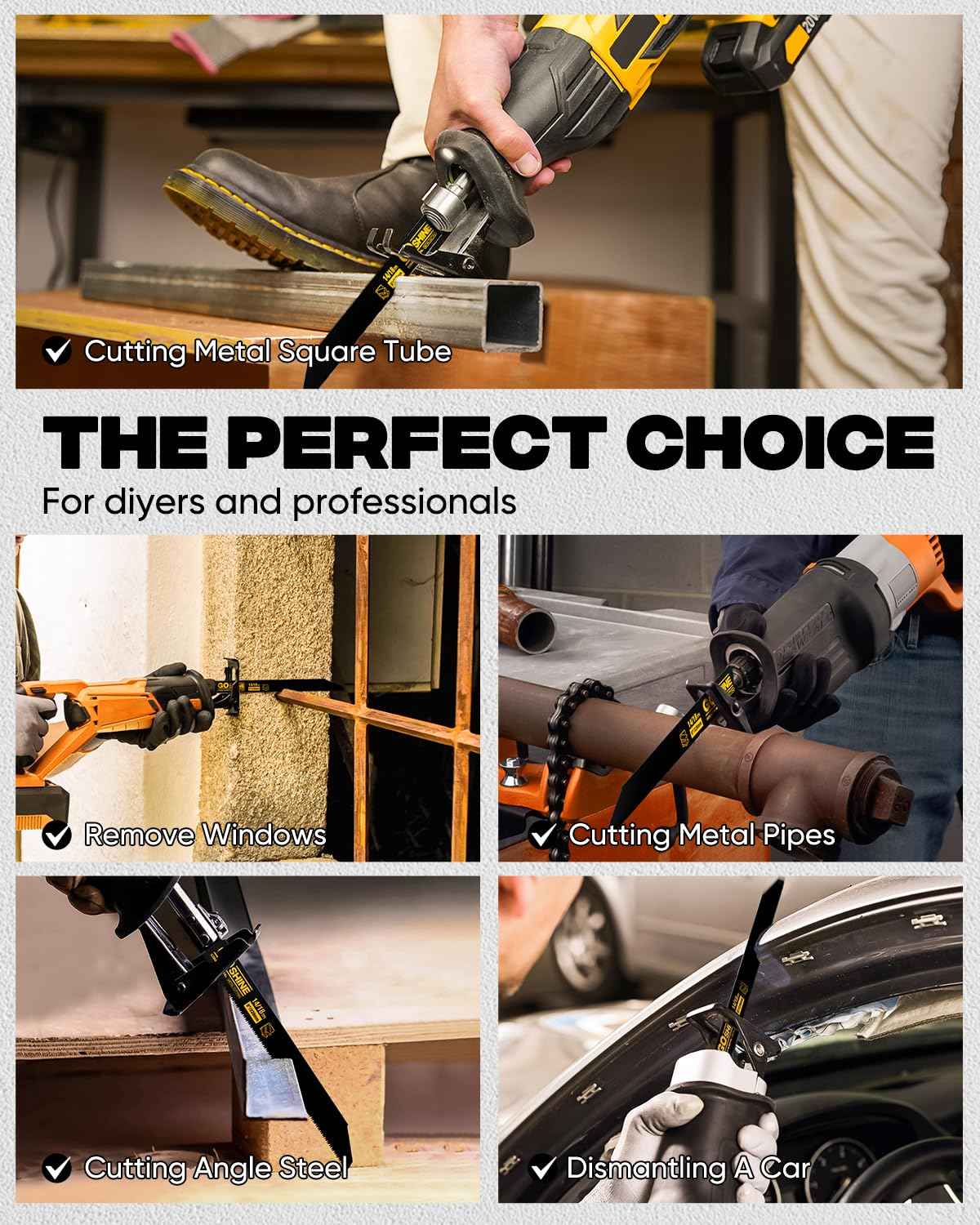 10 Pack 9 inch 14/18TPI Reciprocating Saw Blades, M42 Teeth with 9% Cobalt Bi-Metal Blades,for Automatic Dismantling Sawzall Blades for 1/16-5/16 Medium Metals