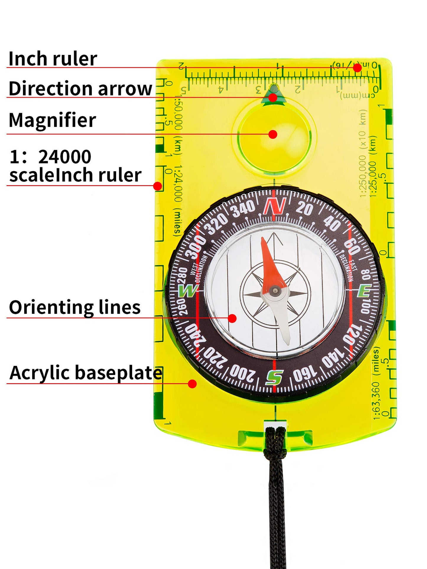Gejoy 4 Pieces Hiking Compass Orienteering Compass Map Navigation Gear Wilderness Survival Gifts for Kids Outdoor Hunting Camping Backpacking