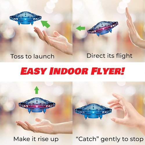 Force1 Scoot Hand Operated Drone - Easy LED Mini Drone with Motion Sensor | Rechargeable Indoor UFO Toy (Blue)