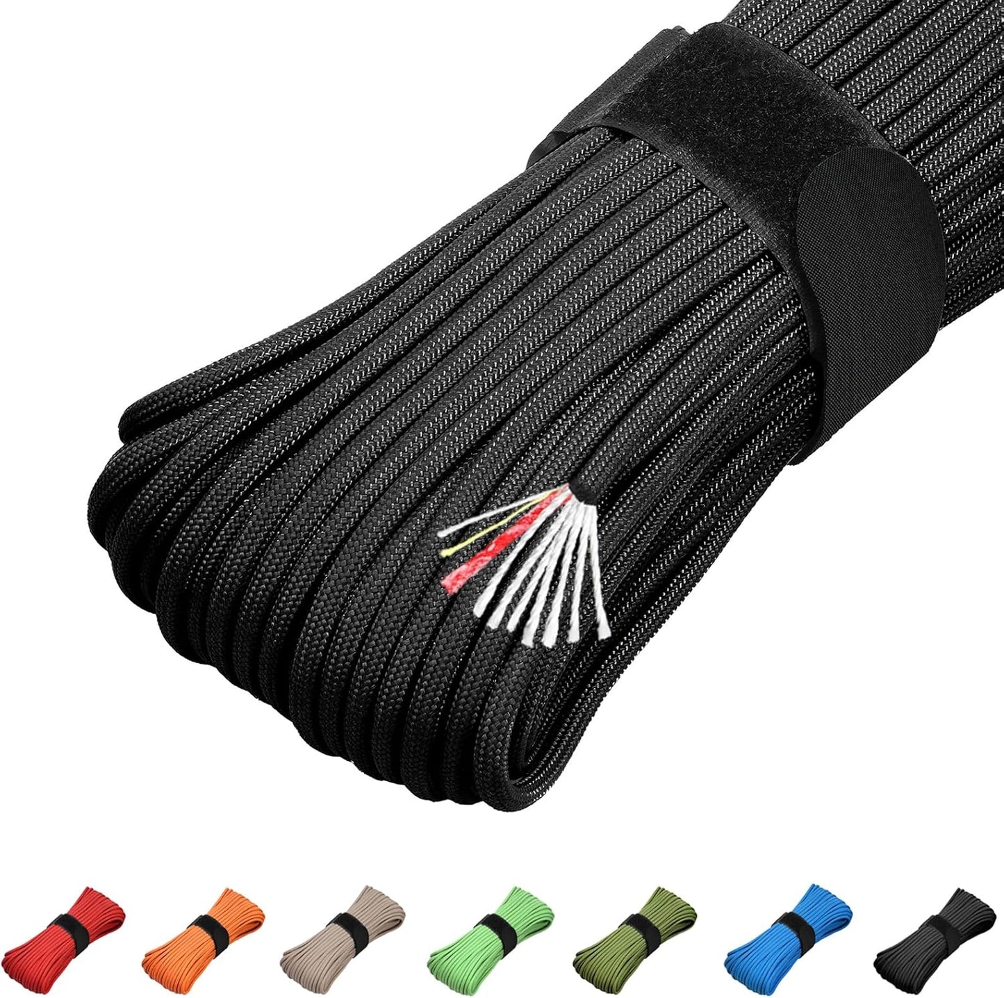 Skiennix Paracord 550 | Military-Grade Survivor Cord with Fishing Line & Fire Starter - 10 Strands