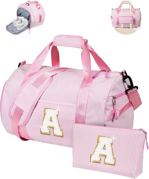 Graduation Gift-Gifts for 10 Years Old Girl, Girls Travel Duffle Bag, Dance Bag for Girls, Kids Overnight Bags with Shoe Compartment, Teen Girl Gifts Trendy Stuff, Birthday Gift (Letter A)