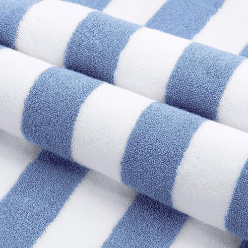 EBOOT 100% Cotton Oversized Pool Beach Towels - 30 x 70 Inch Cabana Style in Blue