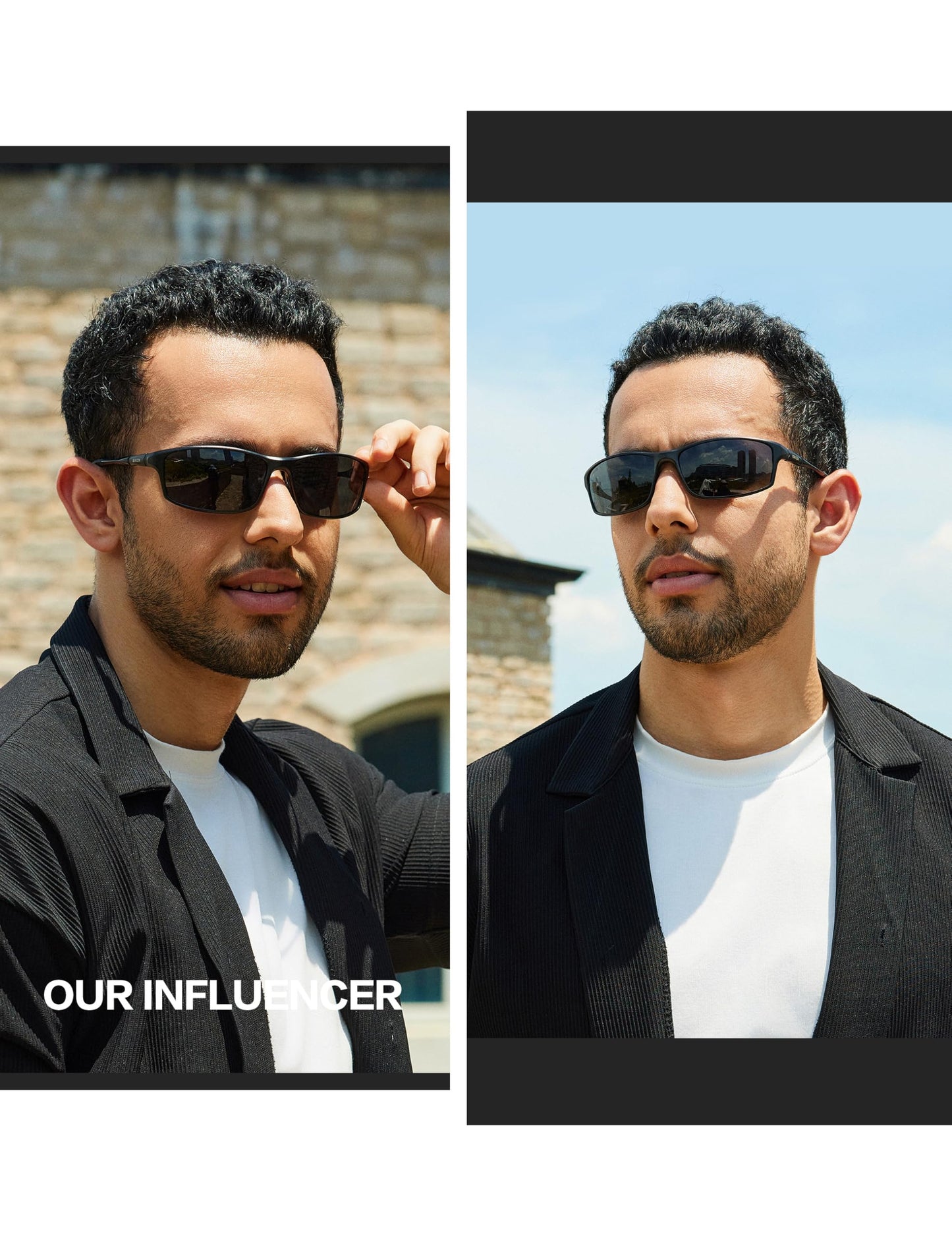 BIRCEN Polarized Wrap-Around Sunglasses Men: UV Protection Anti-Glare Lightweight Metal Shades for Men Driving Fishing