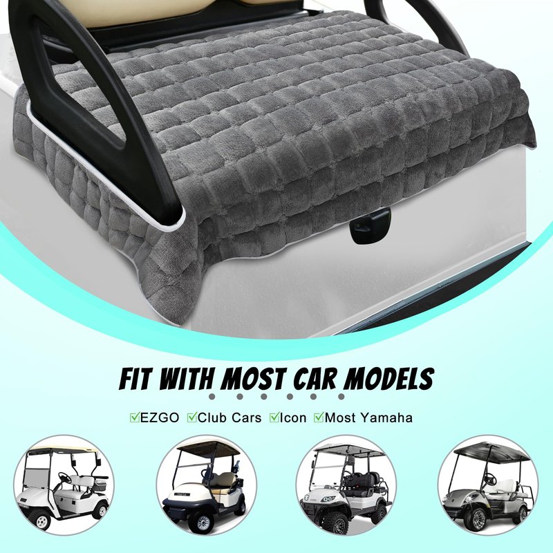 YOKYHOM Golf Cart Seat Covers, Extra Thick Deep-Pile Seat Towel Blanket with Non-Slip Backing for Warmth, Fits EZGO, Club Car, Yamaha and More 2 & 4 Passenger Carts, 50"x27.5", Dark Gray
