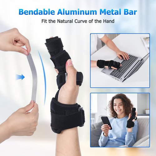 Fanwer 2 Finger Splint, Reversible Trigger Finger Splint, Adjustable Length Finger Brace, Knuckle Straightening Immobilizer for Broken Finger, Arthritis, Mallet Finger, Sprains, Tendonitis