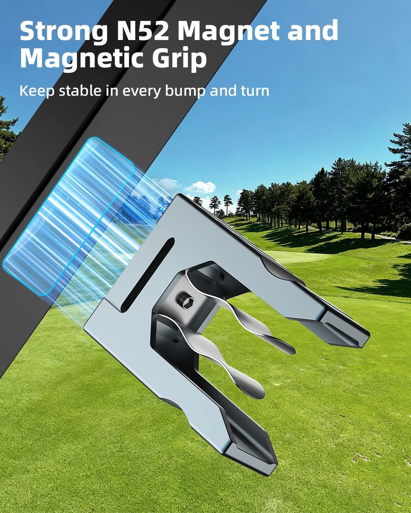 Omnqira Magnetic Cigar Holder for Golf Cart - Ultimate Golf Accessory for Cigar Lovers with Powerful N52 Magnet & Loop Strap, Adjustable Clip (20-64 Ring Gauge), Durable Aluminum Alloy (Gray)