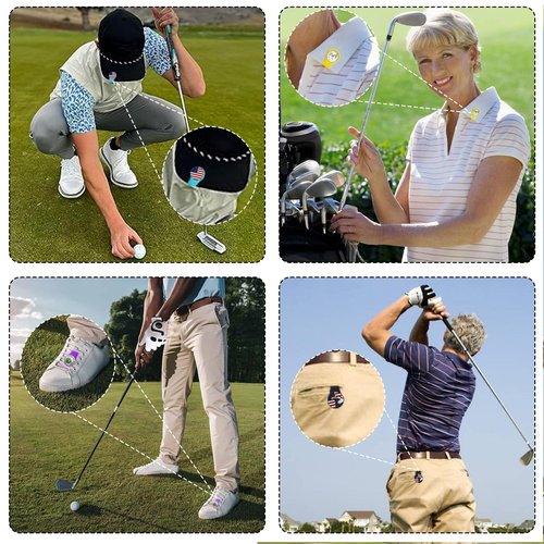 FINGER TEN Golf Ball Marker Hat Clip Magnetic Value 3 6 9 12 Pack Set Silver Durable Removable Attaches Easily to Hats Caps Belt (60 Pcs-Silver)