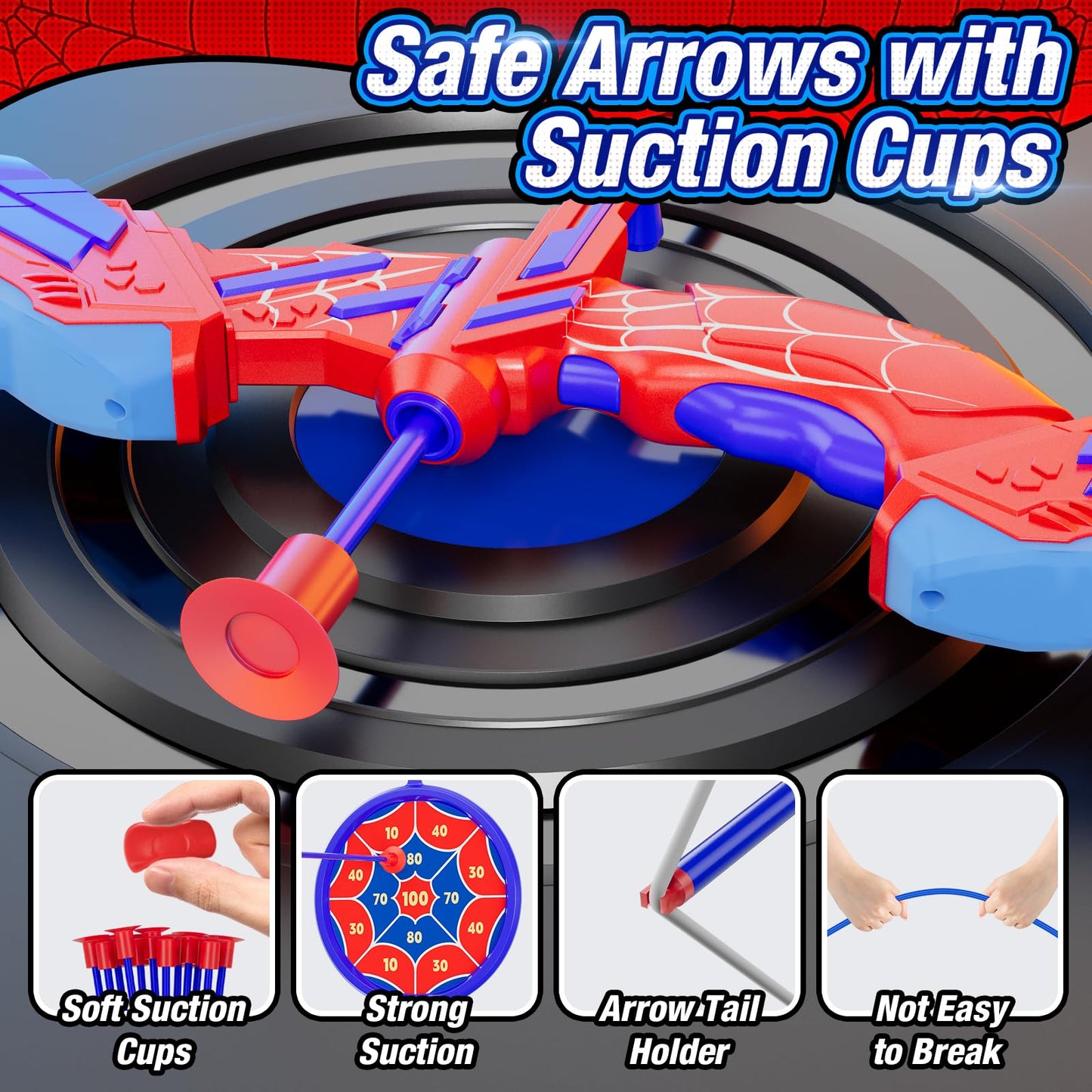 HYES 2PCS Bow and Arrow for Kids, LED Light Up Archery Set with 24 Suction Cup Arrows, 2 Hanging Target, 6 Score Targets & 2 Quiver, Indoor Outdoor Sport for Boys Girls Ages 4-12