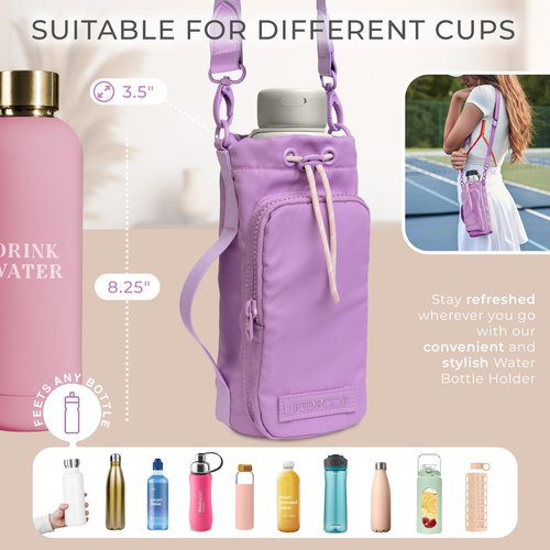 Lifedrop Bottle Holder with Strap Durable Insulated Bag for 32oz Bottles Multifunctional Front Pocket Holder for Hiking, Sports
