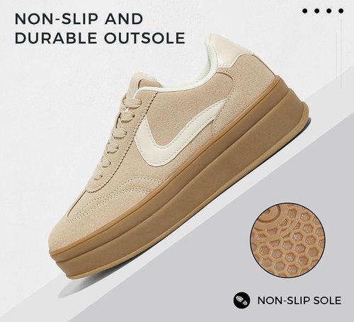Lucky Step Women's Platform Sneakers - Retro Casual Walking Shoes with Thick Sole | Stylish Tennis Trainers