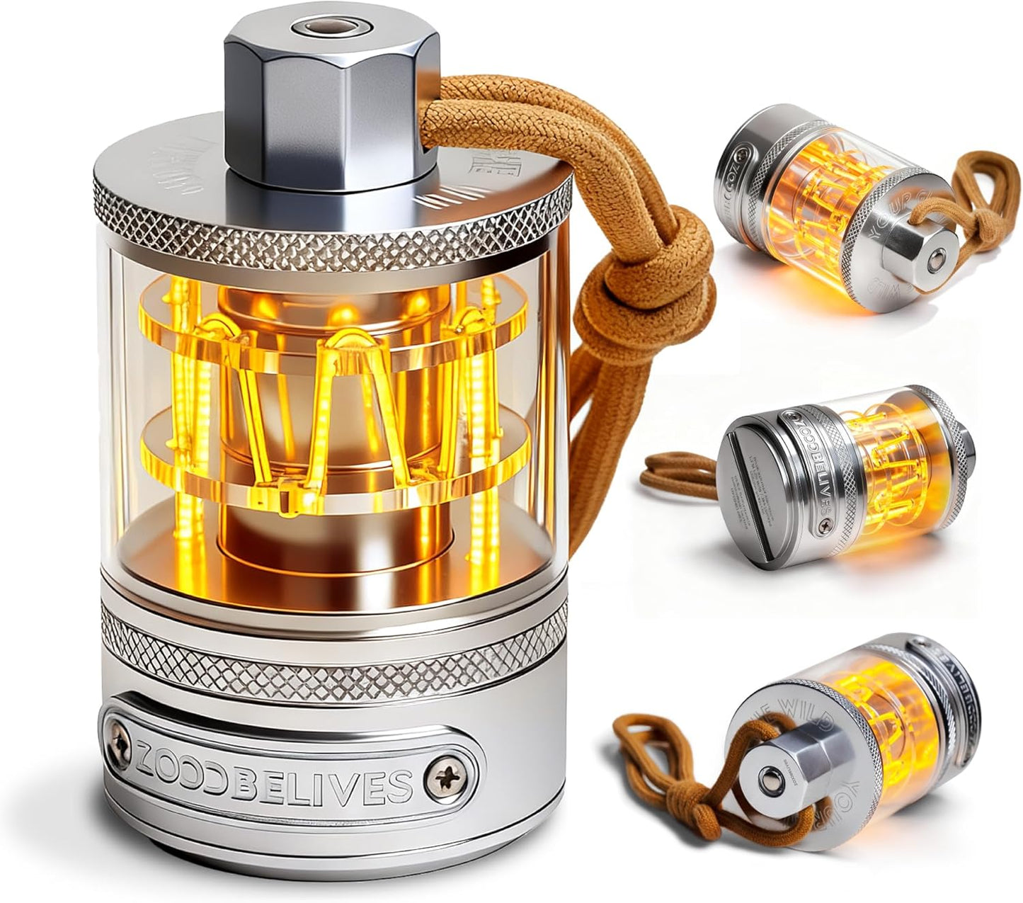 ZOOOBELIVES Vintage Aluminum Camping Lantern - Dimmable Warm Glow, Handcrafted Alloy, 72H USB-C Runtime, IPX4 Waterproof | Perfect for Hiking & Glamping