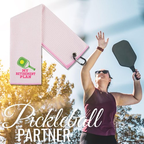 CybGene Funny Retirement Pickleball Towels for Men/Women, Gifts for Pickleball Lovers for Birthday, Christmas, 40 x 60cm Microfiber Pickleball Towels - Pink