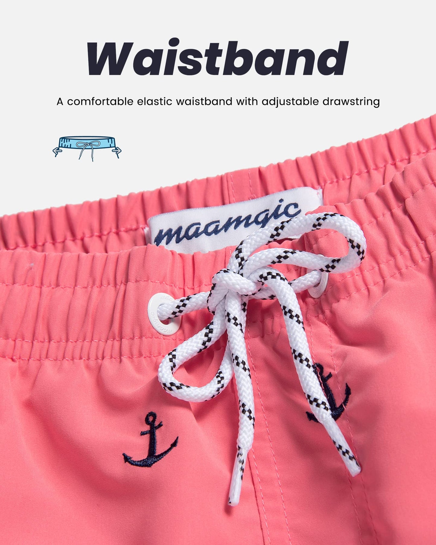 MaaMgic Mens Quick Dry Anchor Swim Trunks with Mesh Lining Swimwear Bathing Suits,Red-glm009,X-Large