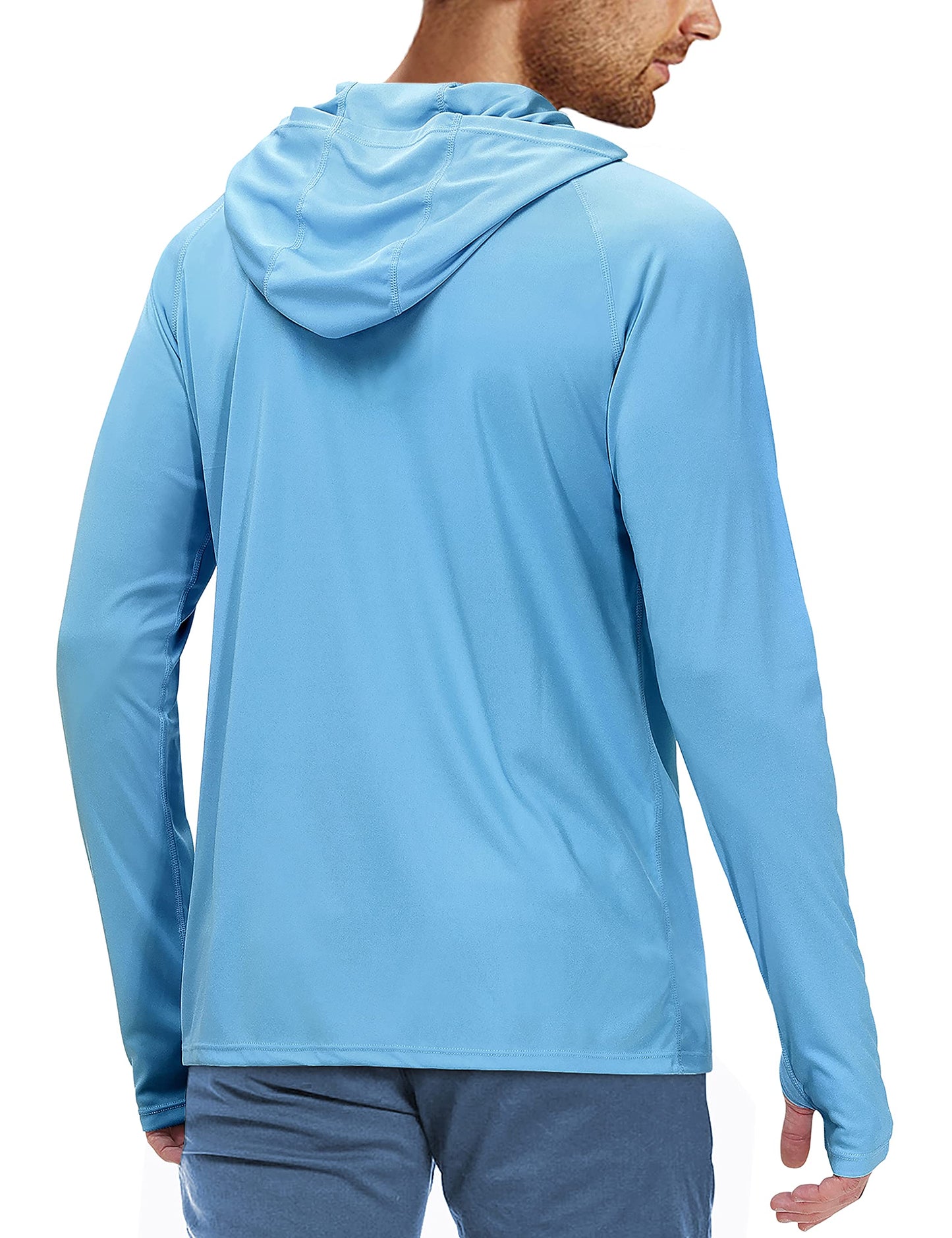Roadbox Men's Sun Protection Long Sleeve Hoodie, UPF 50+ UV Outdoor Hiking Fishing Shirts, Workout Running Swimming Beach Shirt