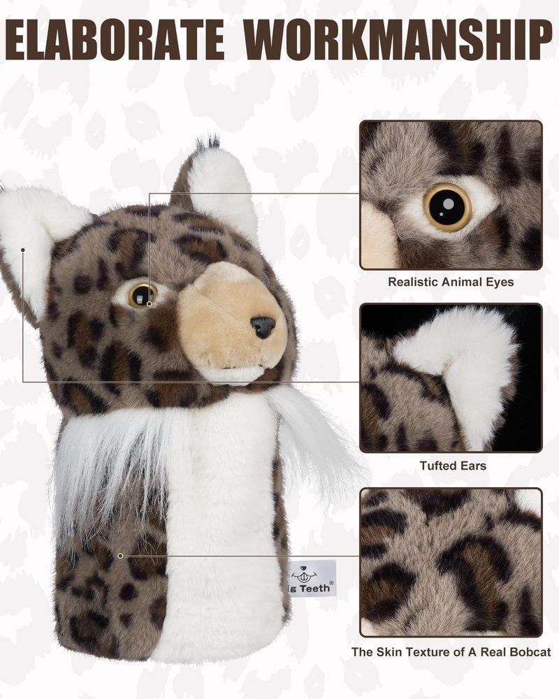 Lynx Animal Golf Club Head Cover Driver Headcover Fairway Wood Headcover Hybrid Club Head Covers, Lynx Woodland Golf Head Covers for Woods and Driver