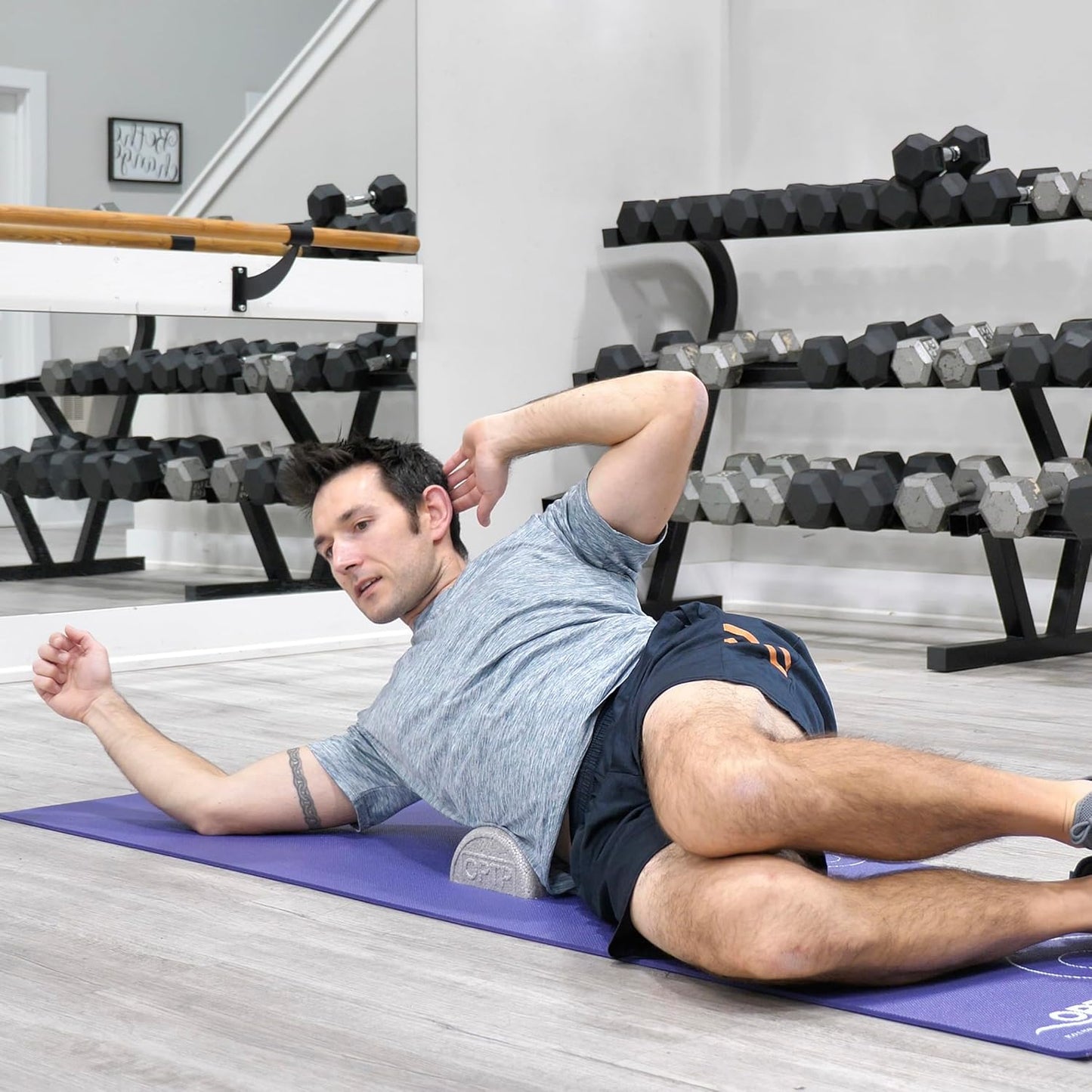 OPTP Silver AXIS Foam Roller - Moderate Density for Myofascial Release | 12" x 3" Half-Round for Therapy & Yoga