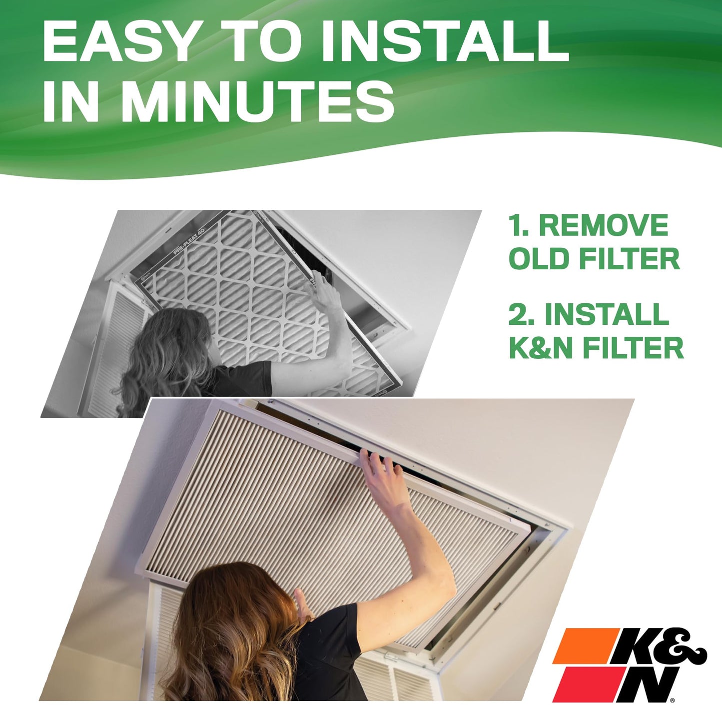 K&N 14X30X1 HVAC Furnace Air Filter, Lasts a Lifetime, Washable, Merv 13, the Last HVAC Filter You Will Ever Buy, Breathe Safely at Home or in the Office, HVC-13-11430