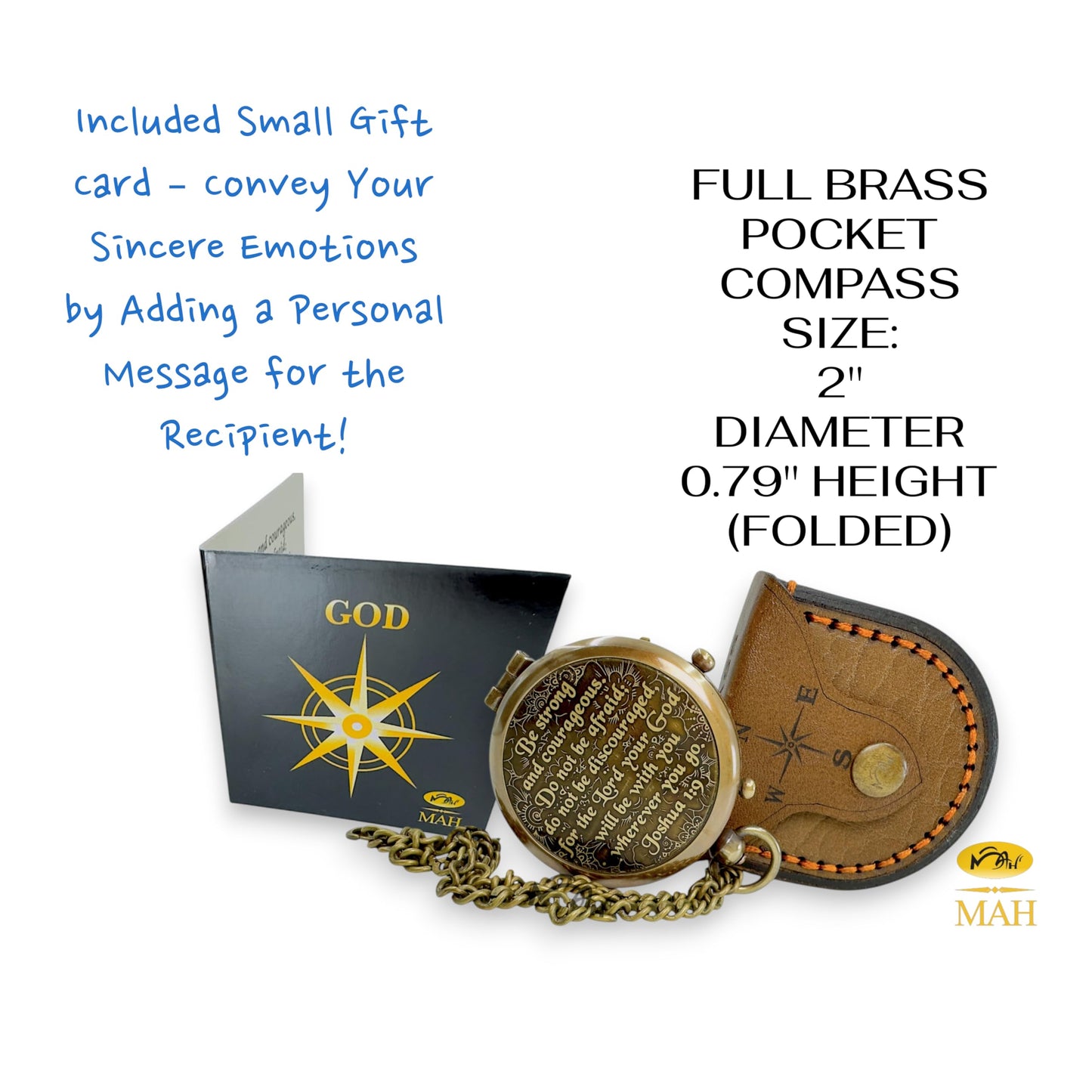 Bible Verse Brass Compass – “Be Strong and Courageous” (Joshua 1:9) | Christian Gift for Graduation, Baptism, Confirmation – Religious Keepsake for Boys, Girls, Teens, Men, Pastors & Church Events