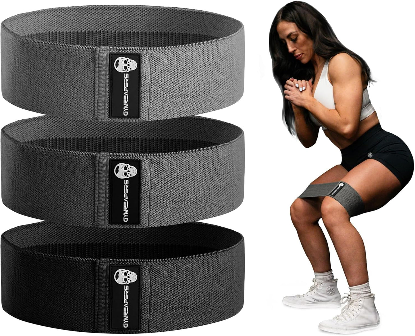 Skiennix Hip Bands for Booty Workouts - Non-Slip Fabric Resistance Band Set with 3 Levels for Men & Women