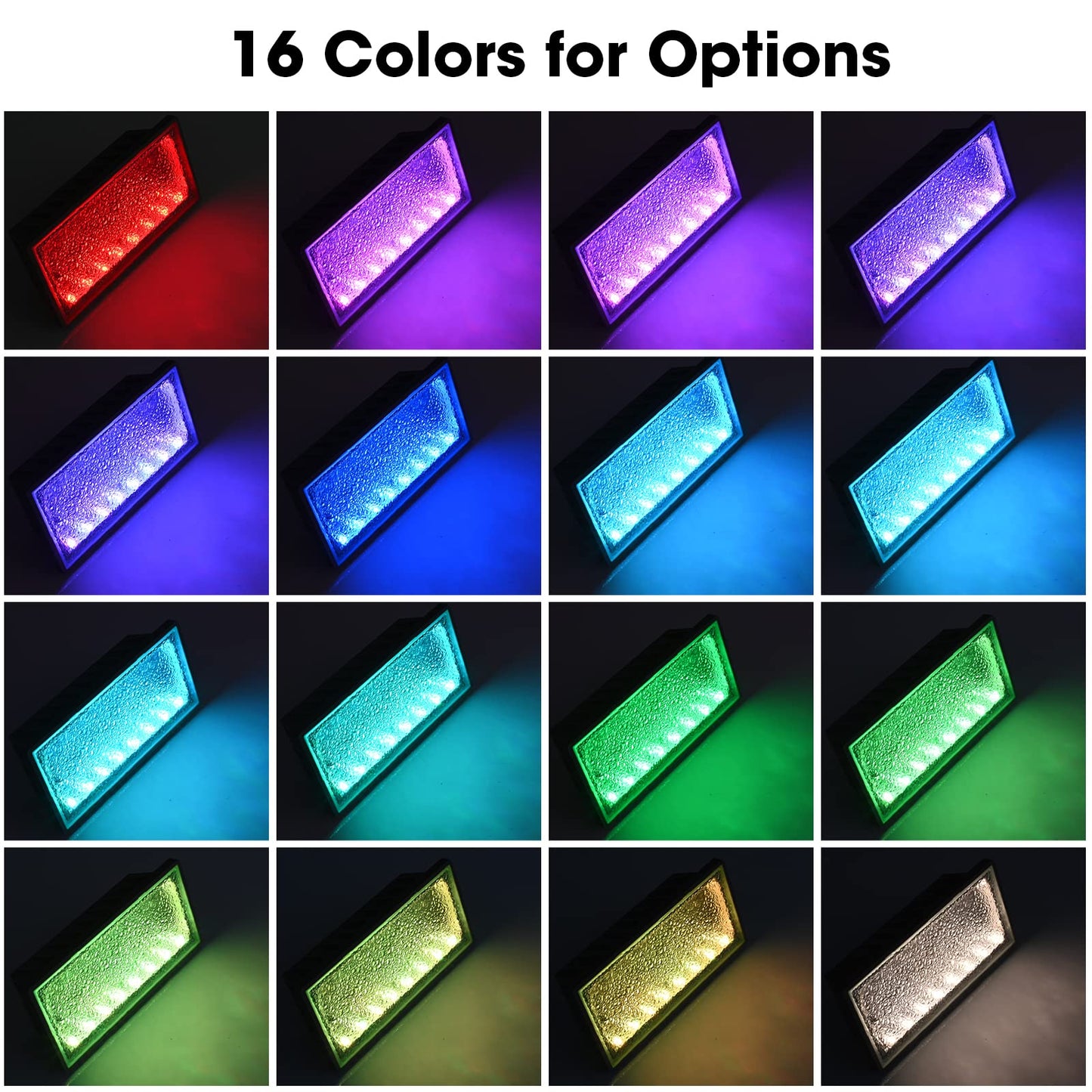 Dubofu Solar Paver Lights, 4x8 Brick Driveway Lights, IP67 Waterproof Outdoor Pathway Light, Recessed Landscape Lighting for Walkway, Patio, Garden, Lawn, Yard, Pool, Pavers, Warm White+RGB, 2 Pack