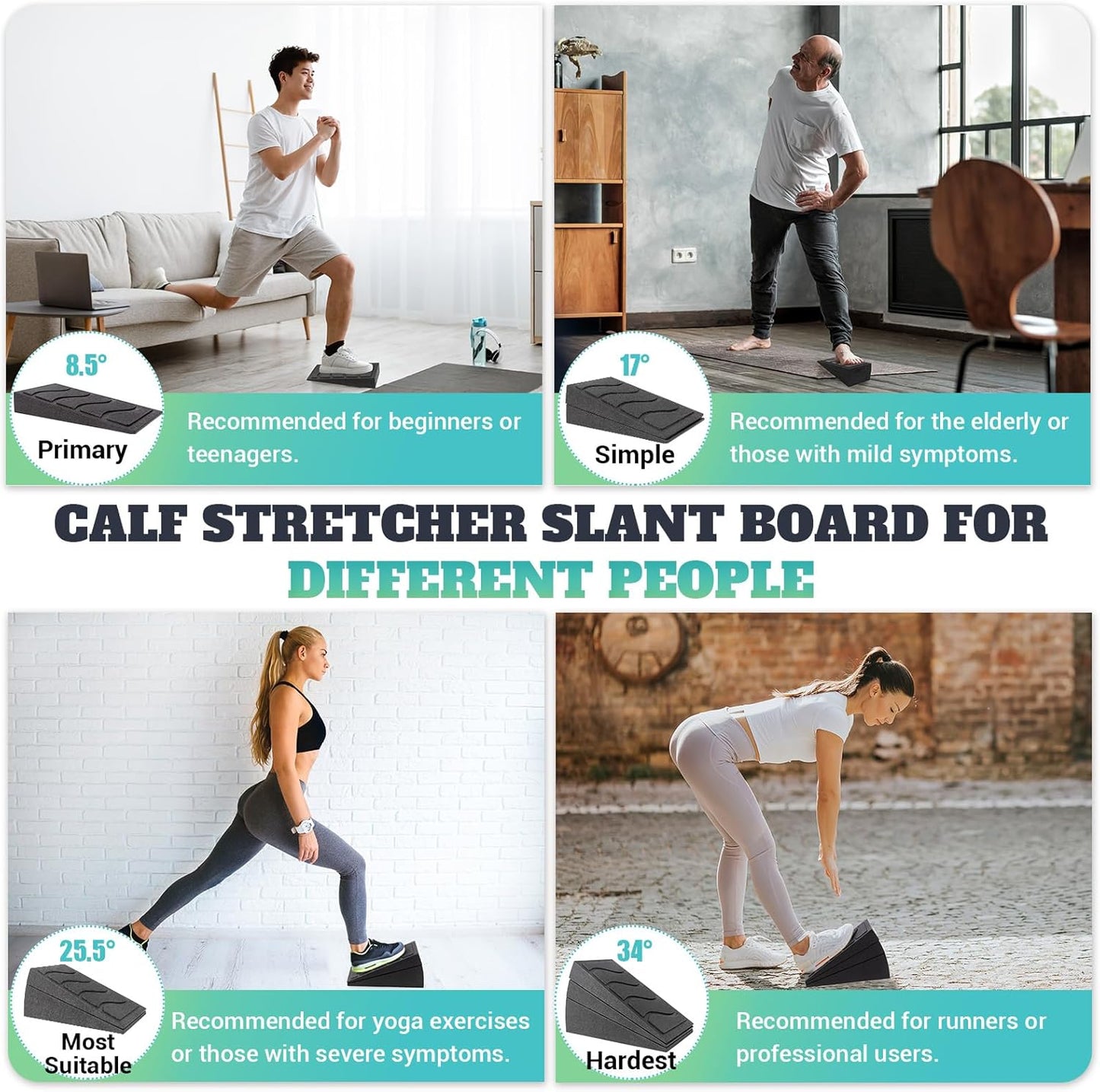 Slant Board - Adjustable Calf Stretching Incline Board | 5 Angles, 480 lbs Capacity for Yoga & Therapy