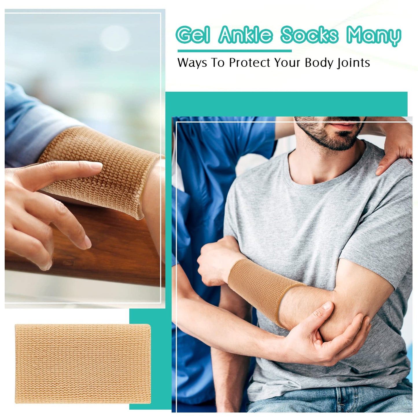 Sratte 4 Pcs Ankle Pads Gel Sleeve Padded Ice Skating Socks Ankle Protector Support Brace Pad Skateboard Accessories for Skating Riding Support Socks(Round)