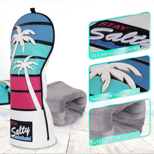 mytag Coconut Tree Golf Headcover, Driver Headcover 3D Embroidery Tropical Theme Golf Driver Cover