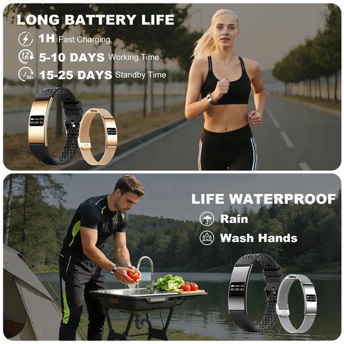 Irondance Smart Bracelet for Women Men,Wearable Activity & Fitness Tracker,All-Day Heart Rate/Stress/HRV/Step Monitor,24H Sleep Tracker,Multiple Sport Modes Smart Wristband with 2 Bands, Free APP
