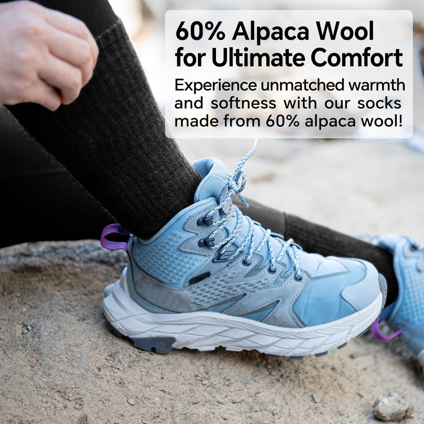 Tough Land Alpaca Wool Socks for Men and Women - Non-Itchy, Full Cushion Warm Crew Socks - for Cold Weather, Hiking