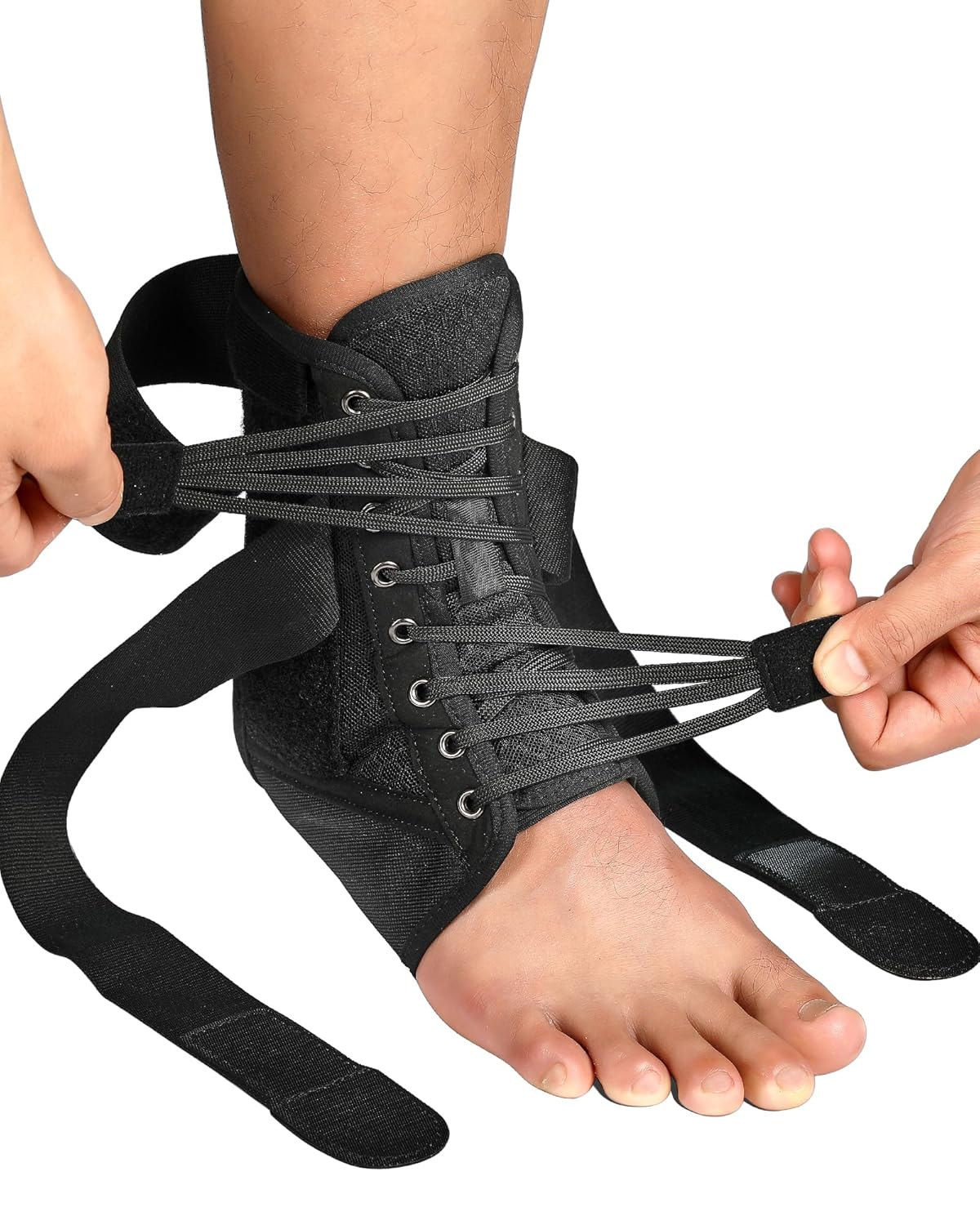 Quick Lace Up Ankle Brace - Adjustable Support with Removable Side Splints for Injury Recovery | Unisex