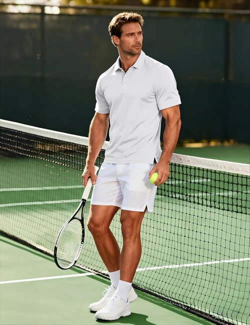 MAGCOMSEN Men's Polo Shirt - Quick Dry Short Sleeve Golf T-Shirt for Casual Work & Outdoor Use