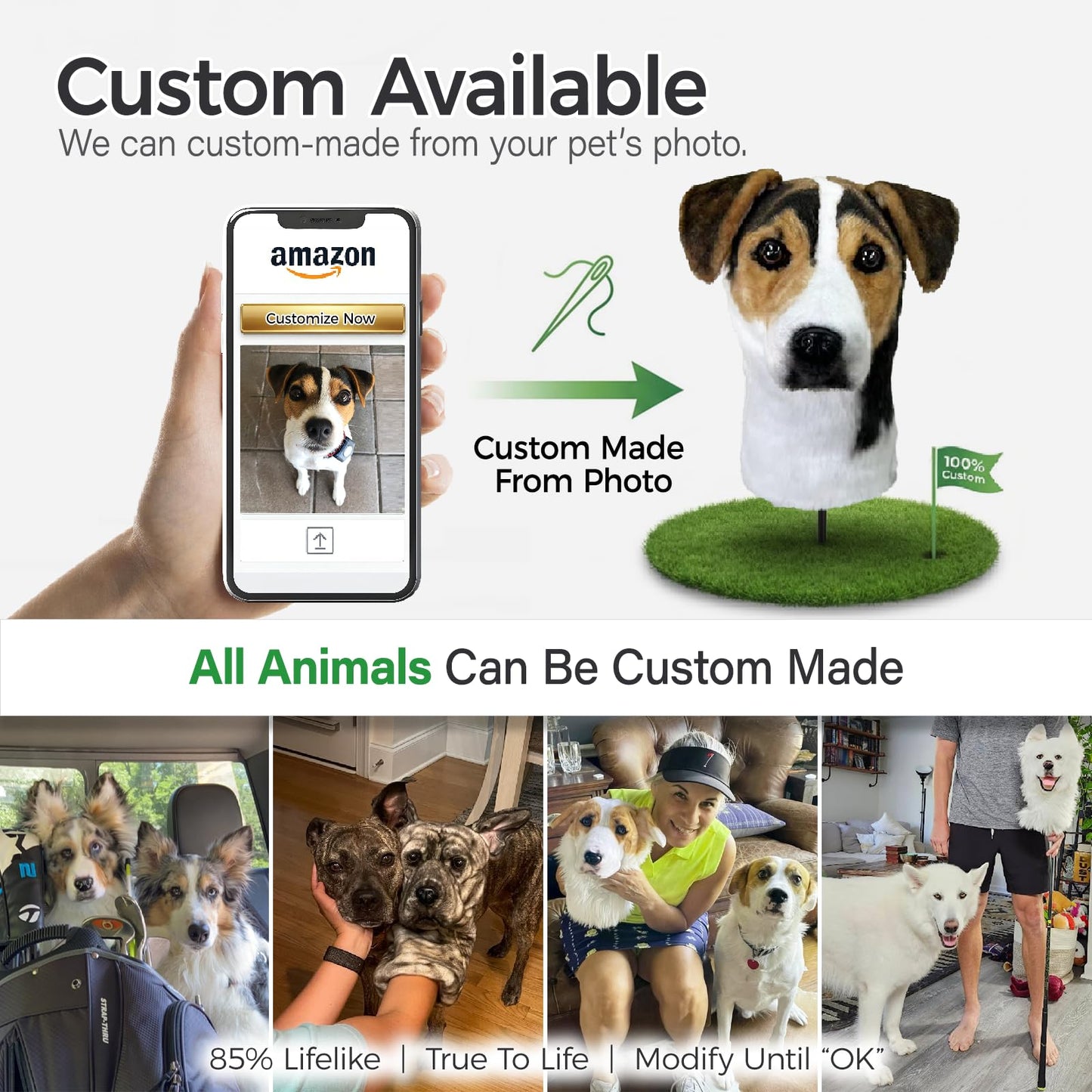 FurEverClone Labrado Golf Head Cover - Realistic Dog Golf Club Head Covers, Labrado Large Dog Breeze Small Display, Cream Yellow