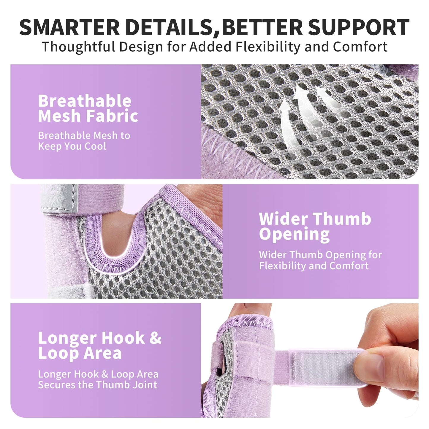 CAMBIVO Thumb Brace with Adjustable Straps, Breathable Wrist Support with Open-Palm for Arthritis, De Quervain's Tenosynovitis, Sprains, Fits Right or Left (Pink, S/M)