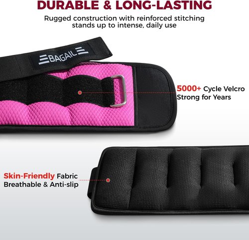 BAGAIL Weighted Vest 10 lb - Black | Ankle & Wrist Weights 2 lb - Pink for Enhanced Training
