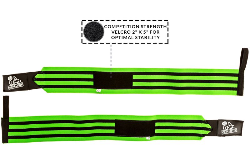Wrist Wraps Super Heavy Duty (1 Pair/2 Wraps) 24" Support for Weight Lifting | Powerlifting | Gym | Cross Training - Weightlifting Thumb Loop - Men & Women - by Nordic Lifting -(Green)-1 Year Warranty