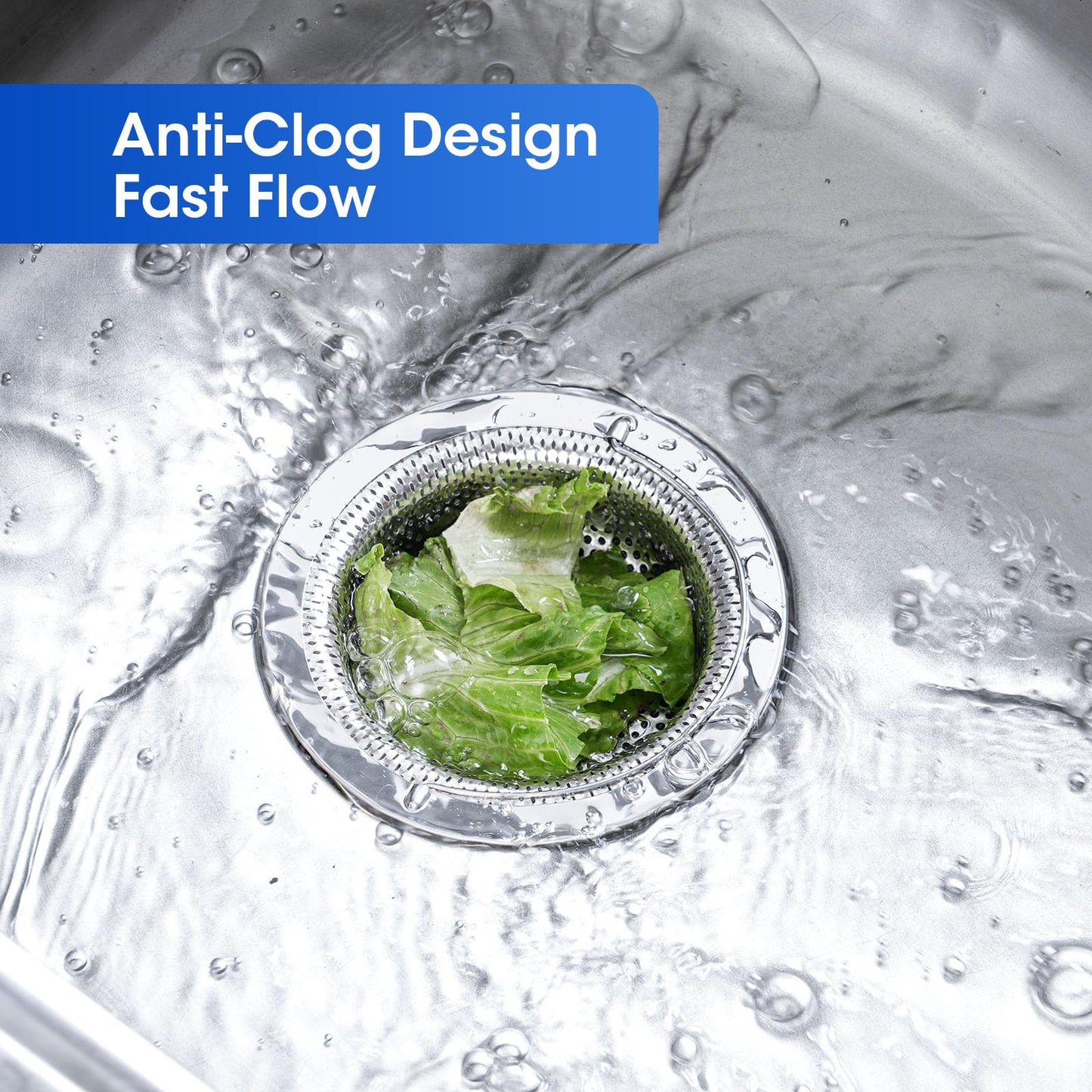 2 Pack 4.5" Kitchen Sink Strainer with Handle,Stainless Steel Sink Drain Strainer Basket, Kitchen Food Catcher for Sink Drain, Anti-Clog Design, Fast Flow, Dishwasher Safe.