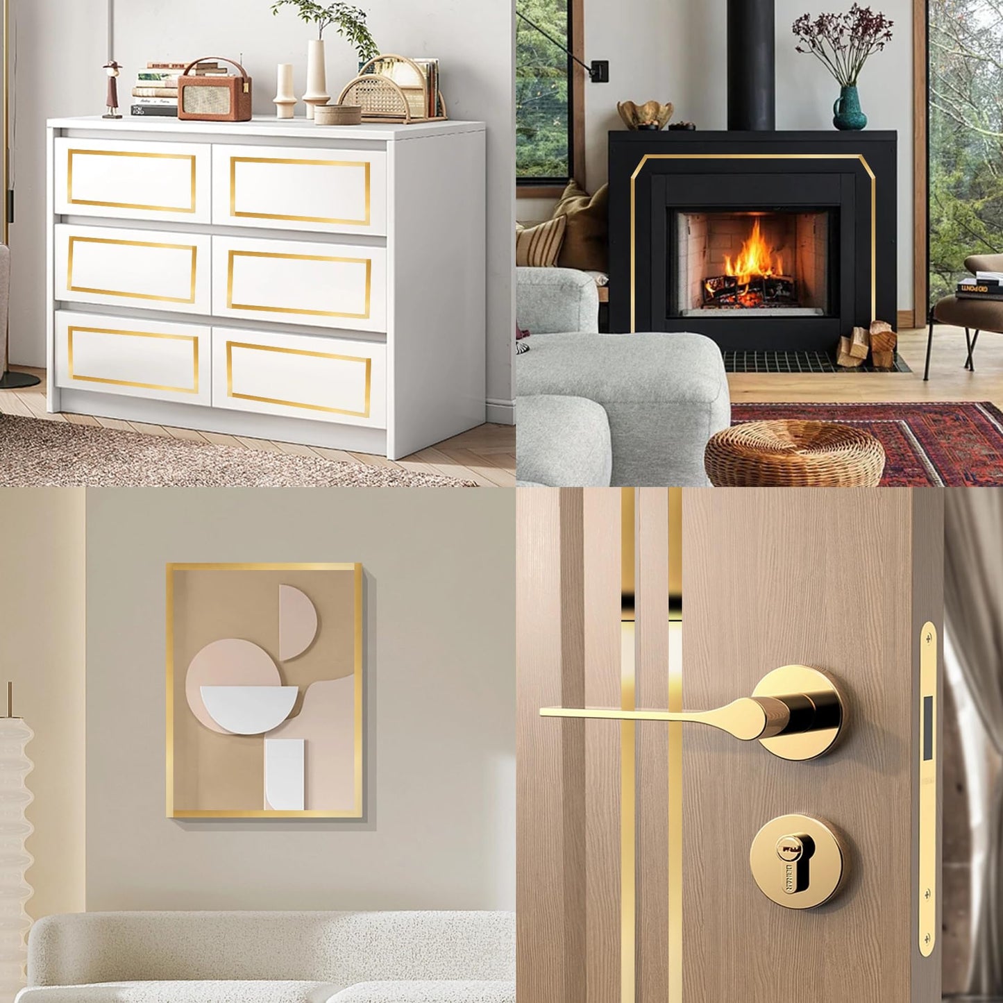 Gold Metalized Mirror-Like Finish Molding Trim, Peel and Stick Strip for Mirror Frame, Wall, Fireplace and Home DIY Decoration (16.4 ft x 0.4 inch)