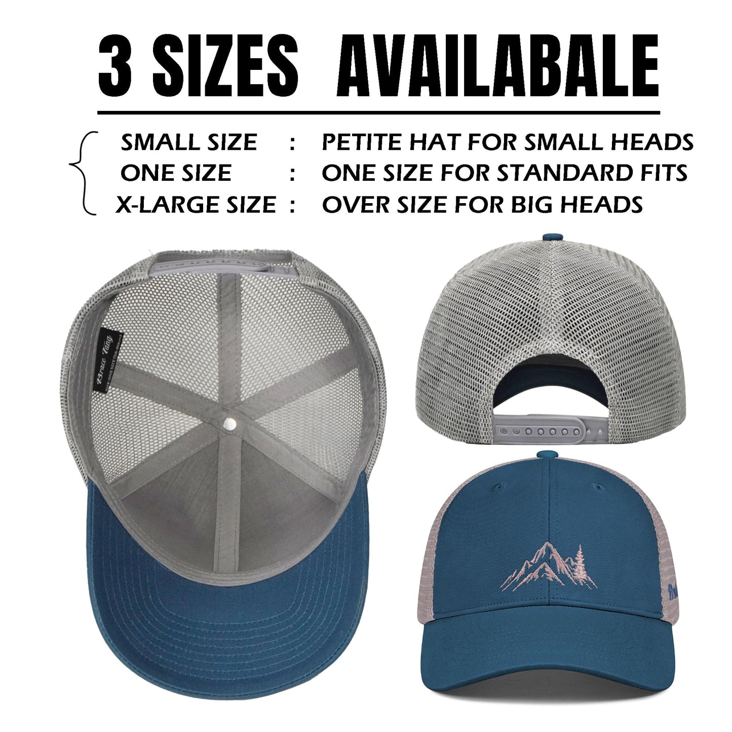 Mountain & Tree Outdoor Hat for Men Women, Large XL XXL Trucker Hats for Men Big Head Baseball Cap