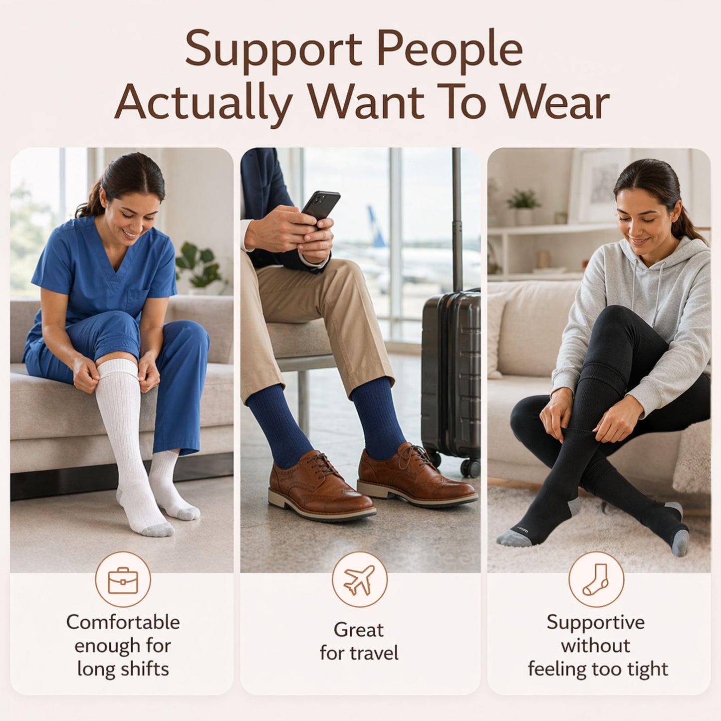 CopperJoint 15-20 mmHg Compression Socks for Women & Men, Knee High Graduated Compression Socks for All-Day Standing, Travel, Work, Running & Daily Support