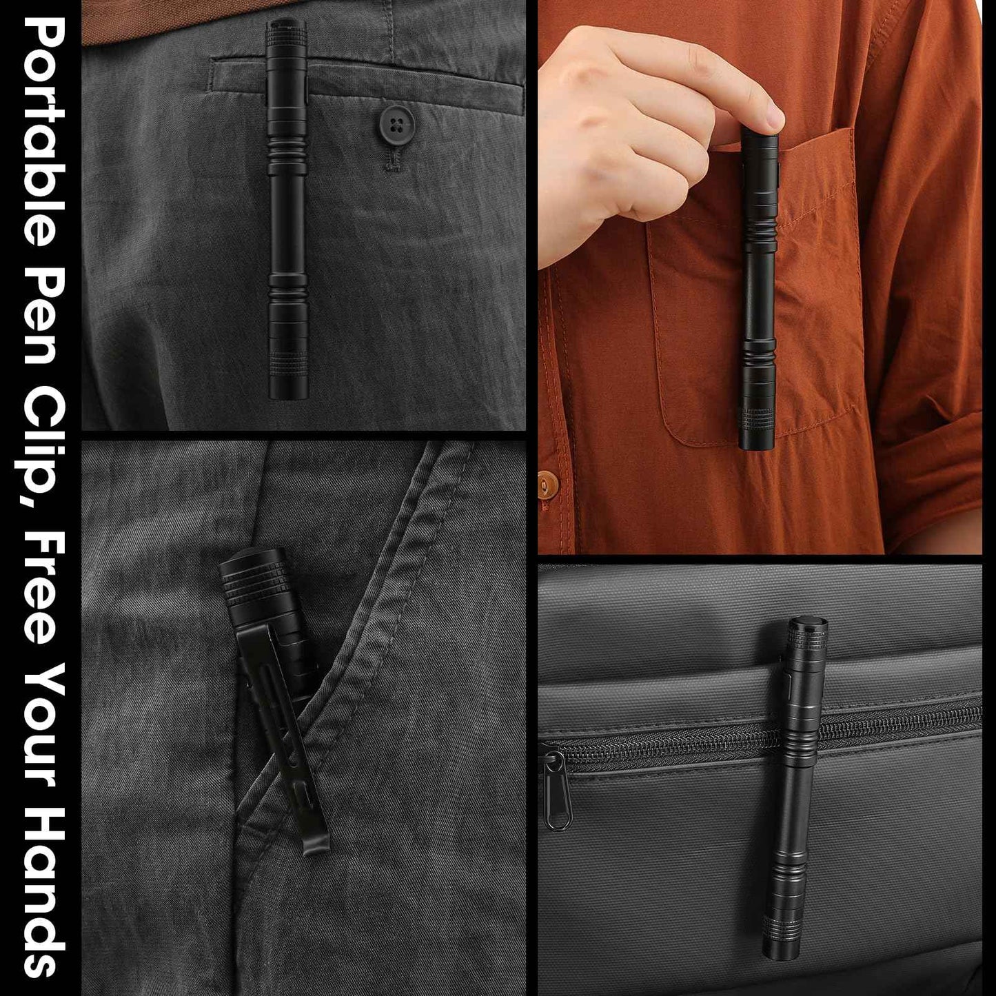 Cussity Pen Light Flashlight 5Pcs, LED Pocket Flashlights with Clip for Home/Emergency, Handheld Small Mini Pen Lights for Outdoor/Camping/Daily Lighting, IPX4 Waterproof Inspection Pen Flashlights