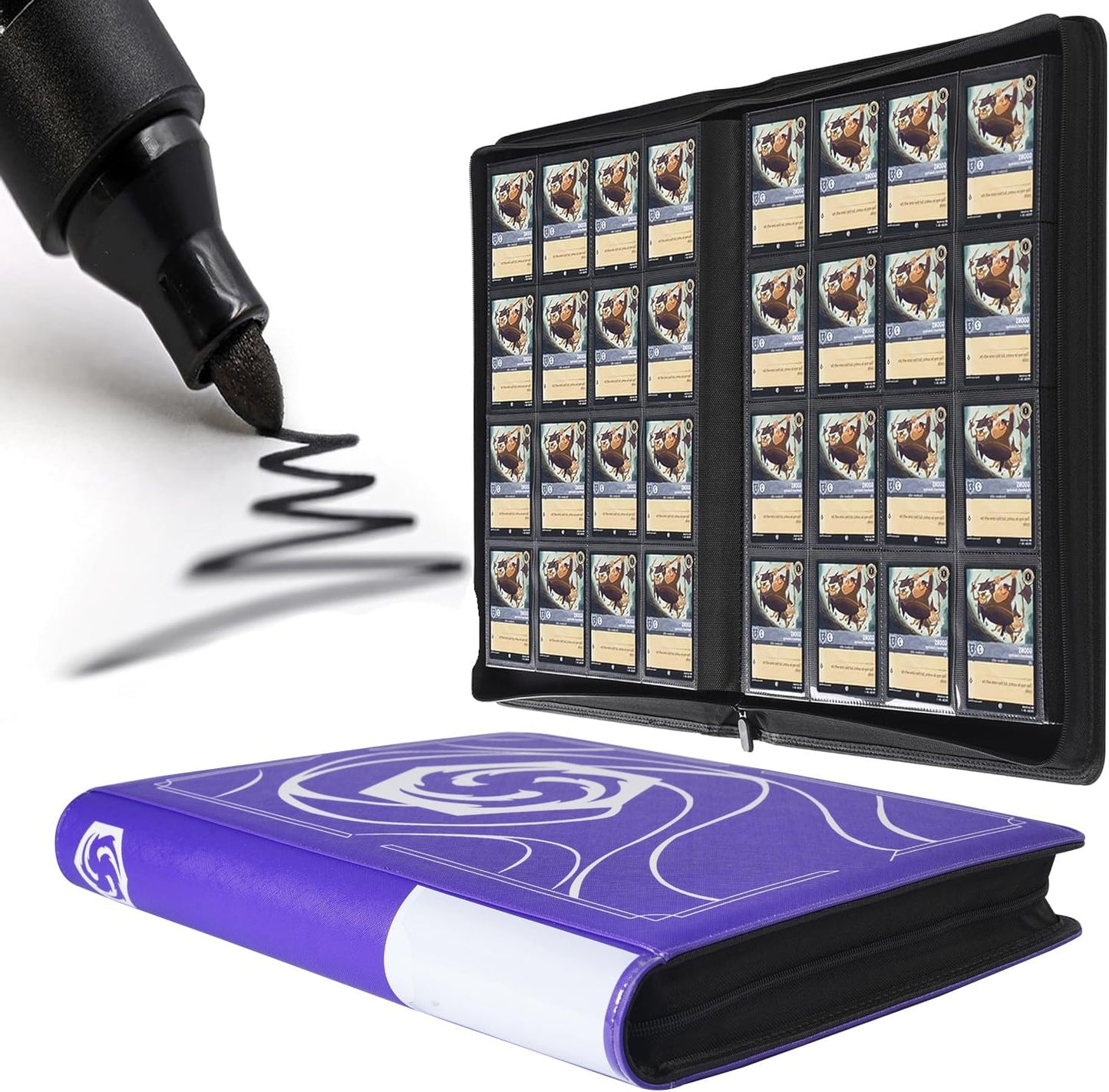 Skiennix Premium 16 Pocket Trading Card Album - Binder for 1024 Lorcana Cards, Tokens & Rules - Classic Purple