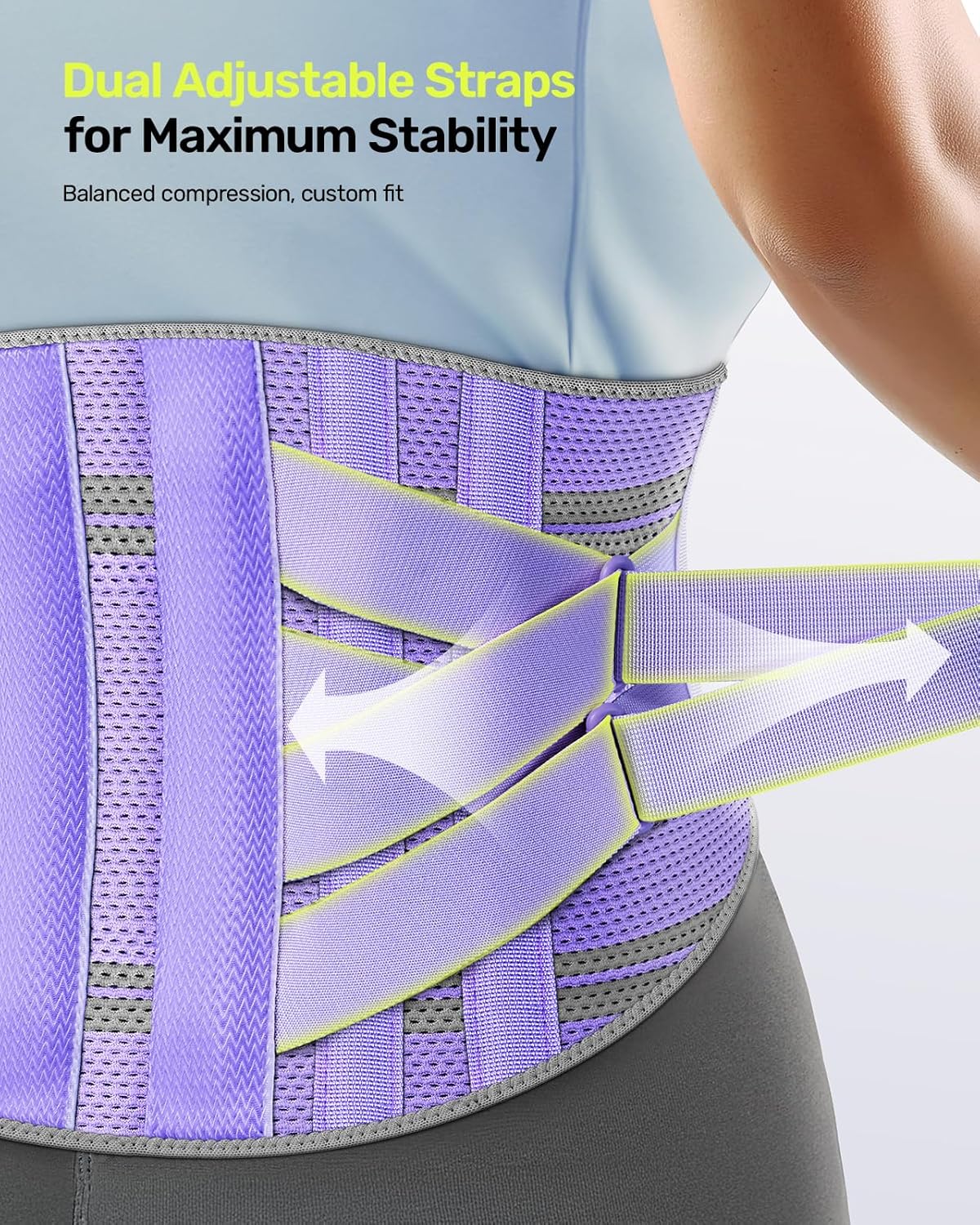 Rakiie Back Brace - Ergonomic Lumbar Support for Lower Back Pain Relief | Breathable Mesh Design, Size M (Waist: 32.3"-39.8")