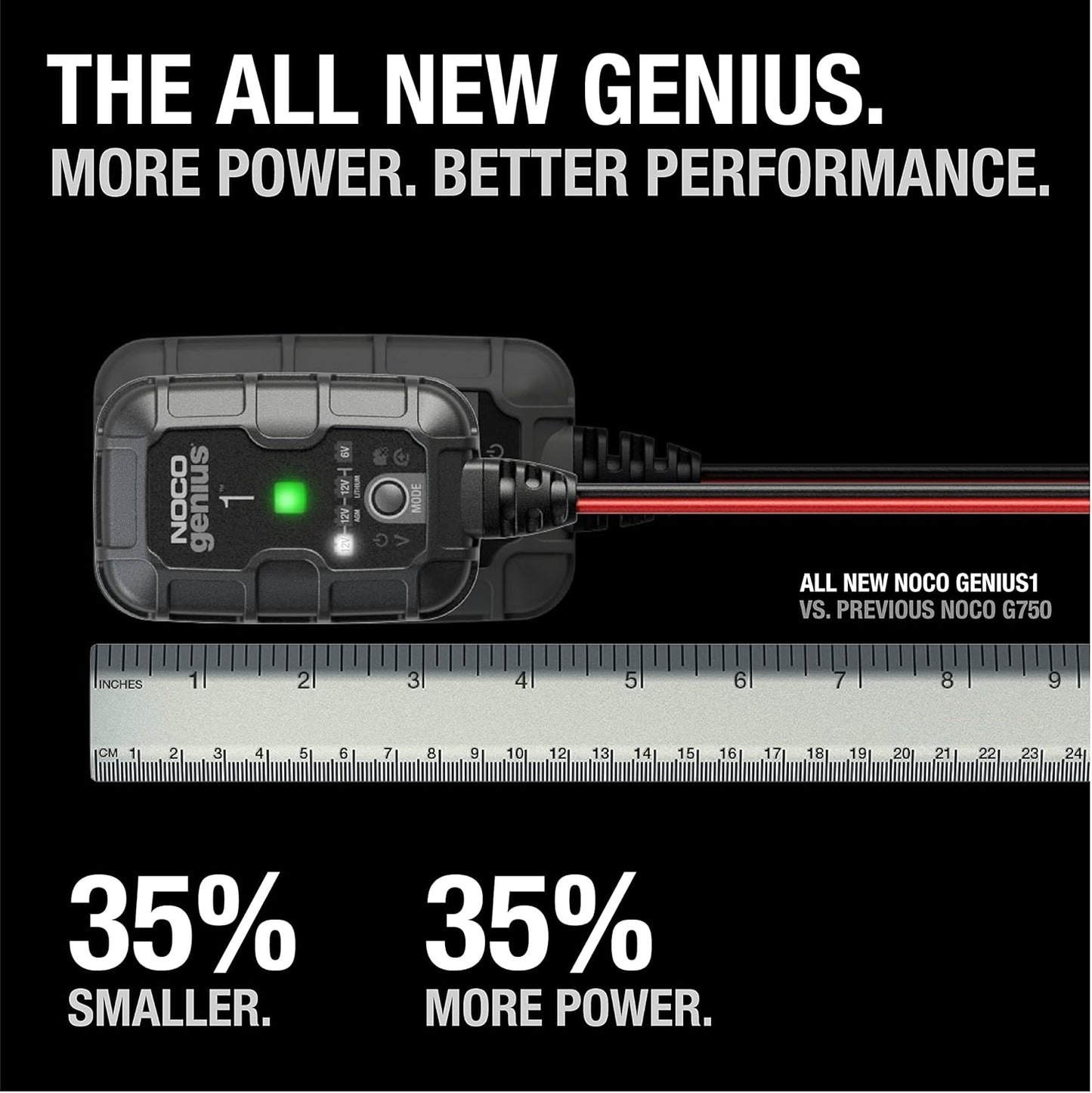 NOCO GENIUS1 Smart Battery Charger - 1A 6V/12V Automatic Maintainer & Desulfator with Overcharge Protection