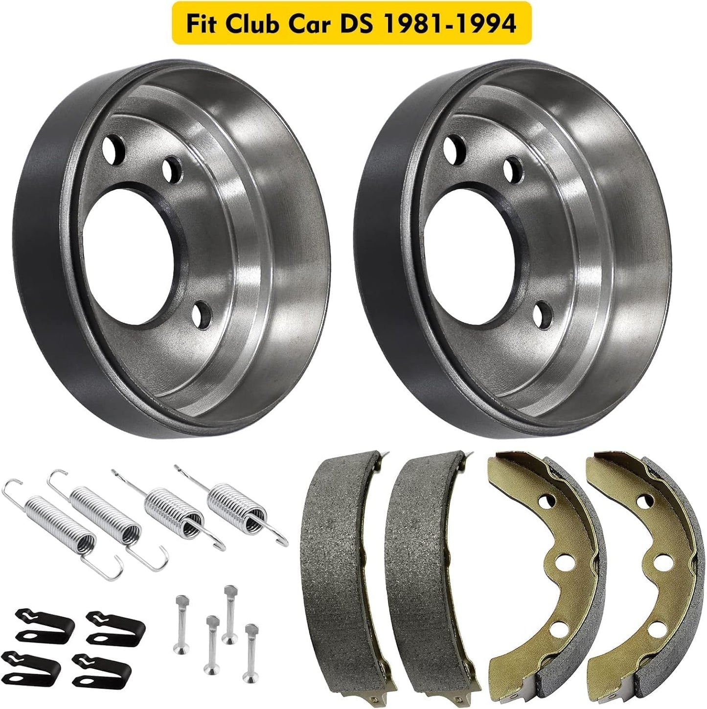 LEAPGOMAX Golf Cart Brake Drum/Hub Brake Shoes Spring Kit Fit Club Car DS 1981-1994 Tempo 2018 Up Villager Golf Carts OEM 4263 1011137 101146302 101816301